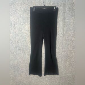 Mango Woman Size Medium High Waisted Black Flared knitted Pants raw hem